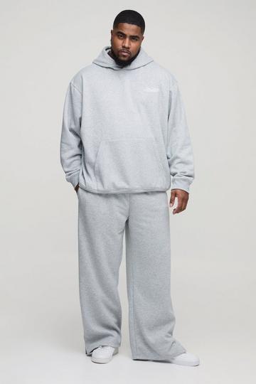 Plus Oversized Homme Hooded Split Hem Tracksuit grey