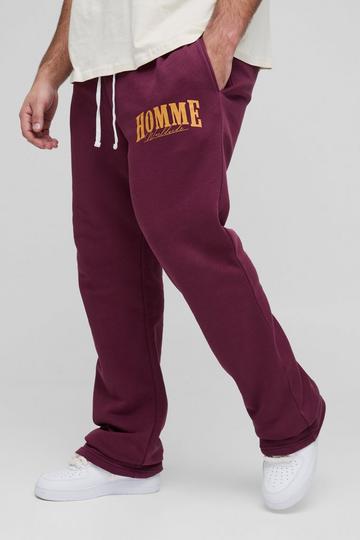 Plus Slim Homme Stacked Flare Joggers burgundy