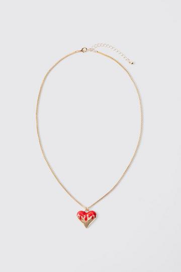 Metallic Heart Pendant Necklace In Gold