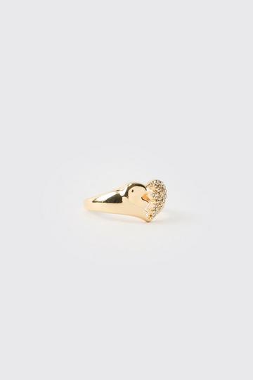 Iced Broken Heart Ring In Gold gold