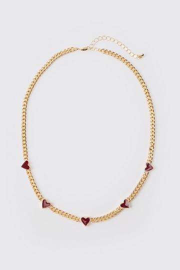 Metallic Heart Charm Necklace In Gold