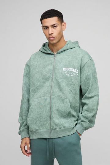 Oversized Gebleekt Official Vest Met Capuchon green