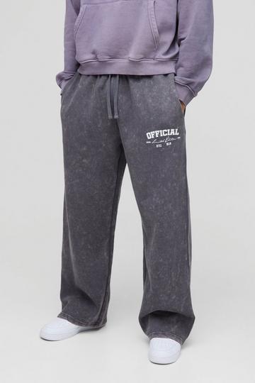 Grey Wide Leg Official Washed Joggers