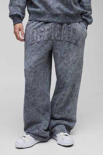 Wide Leg Official Applique Washed Joggers grey