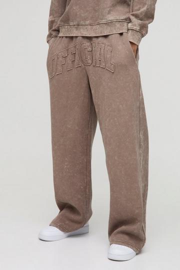 Wide Leg Official Applique Washed Joggers brown