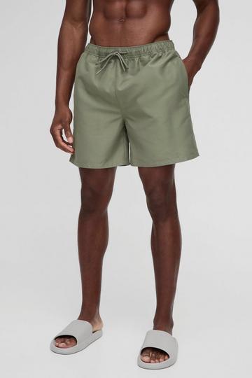 Khaki Mid Length Swim Short in Khaki