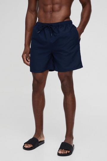 Navy Mid Length Swim Short in Navy