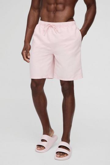 Pink Branded Long Length Swim Short in Light Pink