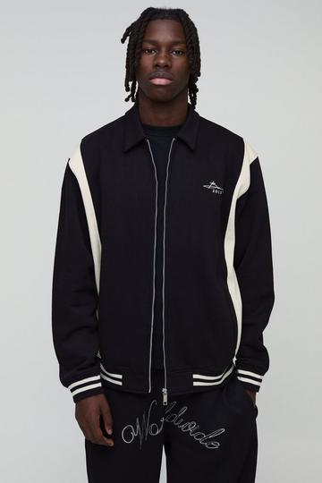 Oversized Bm Signature Colour Block Jersey Jacket black