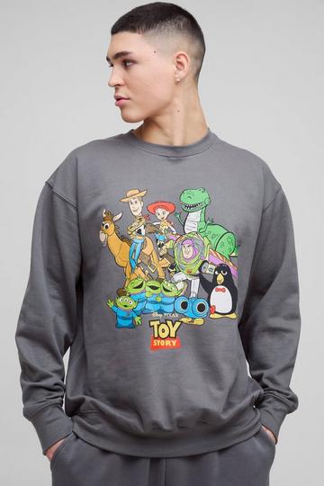 Charcoal Grey Oversized Pixar Toy Story License Print Sweatshirt