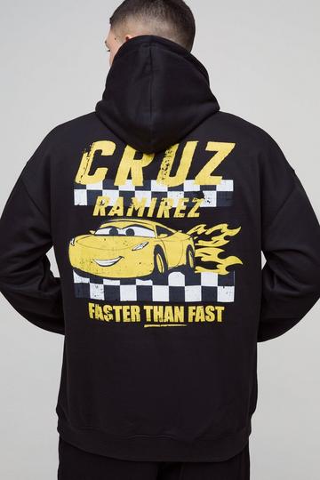 Oversized Pixar Cars Cruz License Print Hoodie black