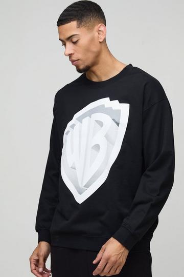 Oversized Warner Bros License Print Sweatshirt black