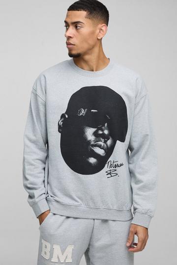 Oversized Gelicenseerde Biggie Smiley Trui grey