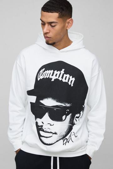 Oversized Eazy E Face License Print Hoodie white