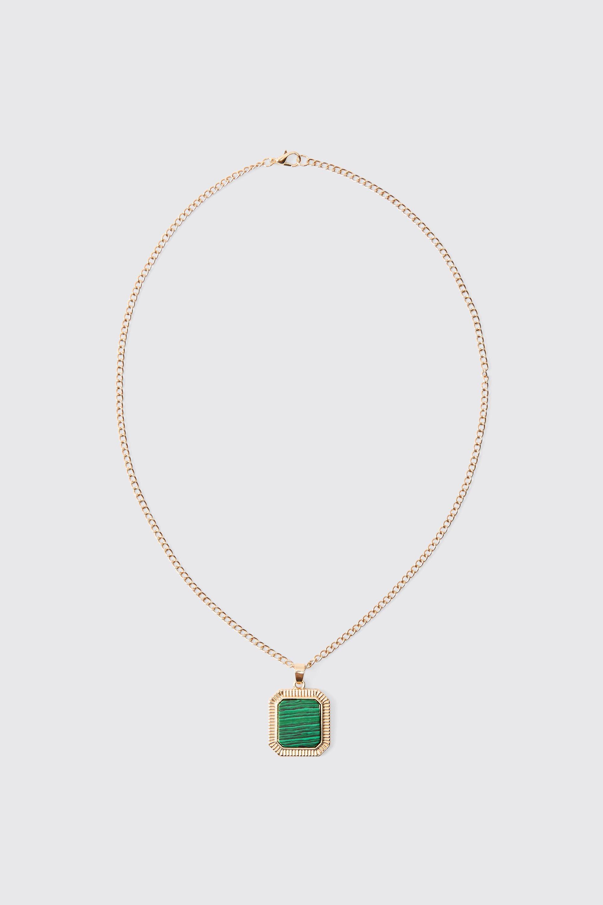 Collier à pendentif pierre fantaisie verte