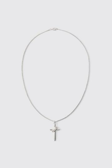 Silver Iced Cross Necklace In Silver