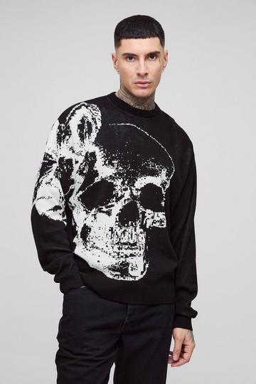 Tall Oversized Butterfly Skull Knitted Jumper black