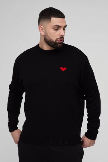 Plus Oversized Boxy Heart Jumper black