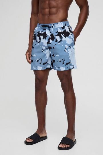 Mid Length Camo Swim Short grey