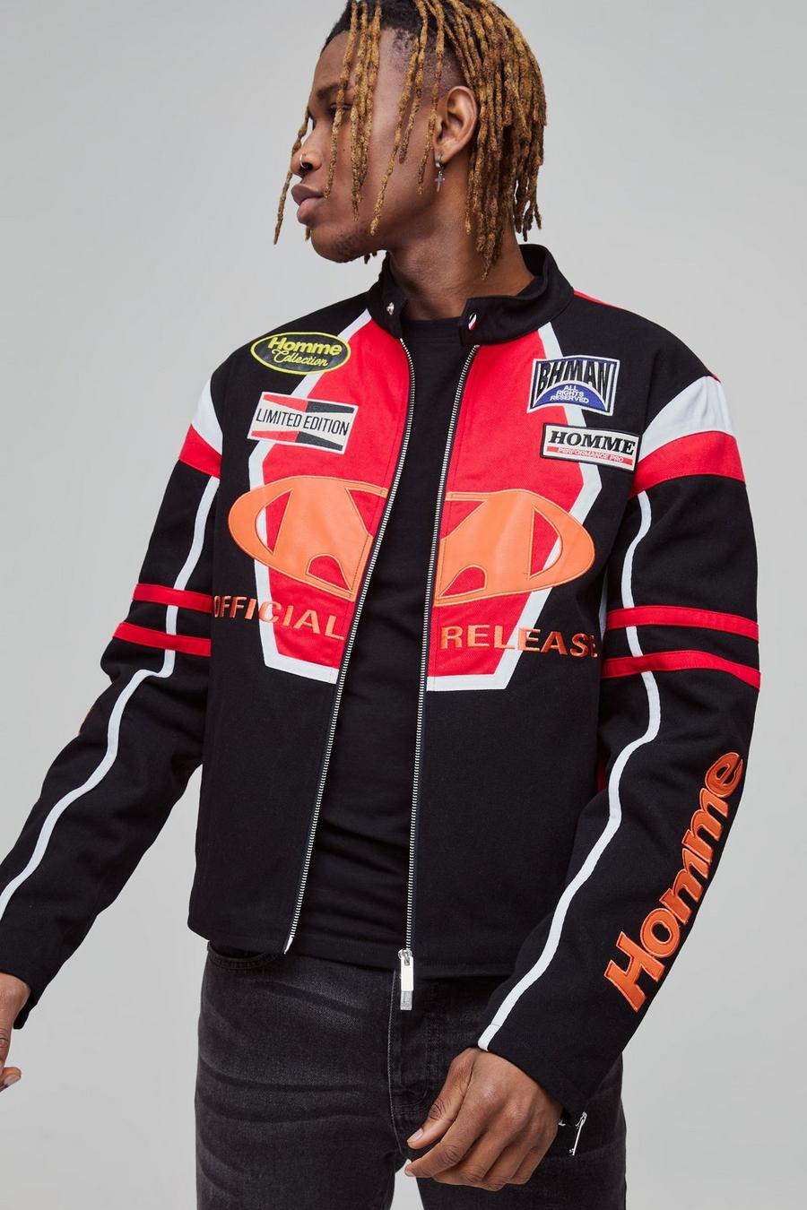 Tall Moto Applique Boxy Biker Jacket | boohoo USA Tall Moto Applique Boxy Biker Jacket | boohoo USA