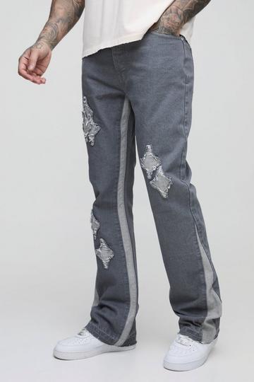 Tall Slim Flare Applique Gusset Panel Jeans mid grey