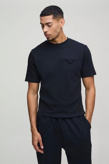 Black Heavyweight Pocket Detail Interlock Boxy T-Shirt