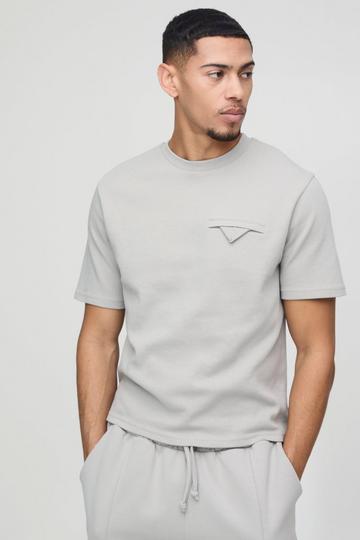 Grey Heavyweight Pocket Detail Interlock Boxy T-Shirt