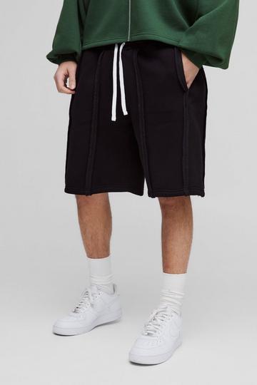 Black Oversized Exposed Seam Short