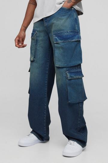 Tall Bellow Cargo Pocket Relaxed Fit Jeans mid wash