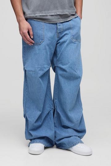 Tall Geplooide Baggy Jeans light wash