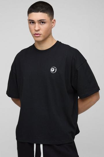 Oversized Boxy 8 Ball Embroidered T-Shirt black