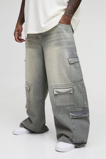 Plus Baggy Cargo Jeans Met Zakken grey