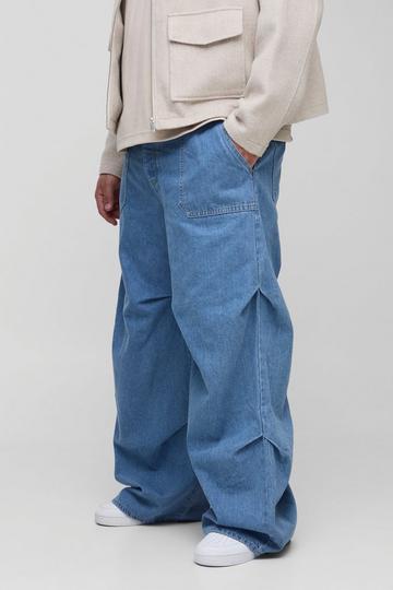 Plus Geplooide Baggy Jeans light wash