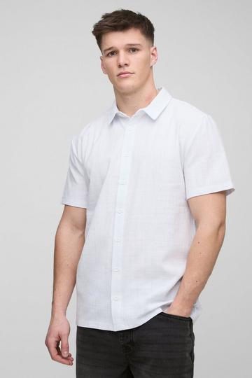 Tall Linen Regular Fit Short Sleeve Shirt white