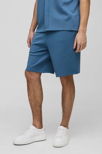 Blue Relaxed Fit Elasticated Waist Scuba Short