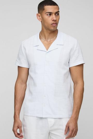 Regular Fit Linen Look Revere Short Sleeve Shirt white