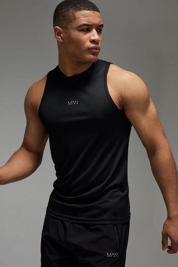 Man Active Hybrid Mesh Tank Top black