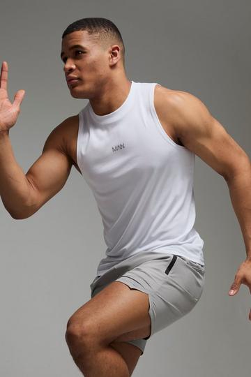 White Man Active Running Mesh Tank