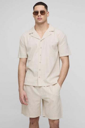 Oversized Linen Blend Revere Shirt & Relaxed Short Set natural