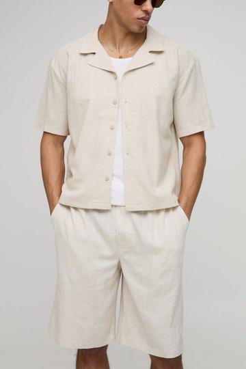 Oversized Linen Blend Revere Short Sleeve Shirt natural