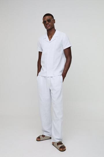 White Regular Fit Revere Linen Look Shirt & Straight Leg Trouser