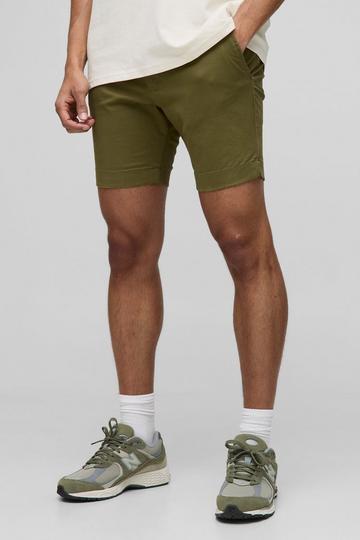 Skinny Fit Chino Shorts in Khaki khaki
