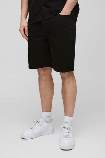 Tall Onbewerkte Slim Fit Denim Shorts true black