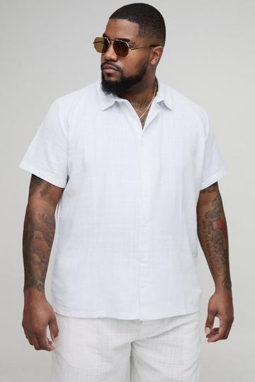 Plus Linen Regular Fit Short Sleeve Shirt white