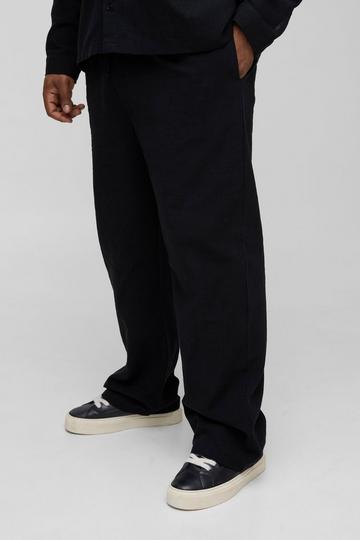 Plus Linen Relaxed Fit Trousers black