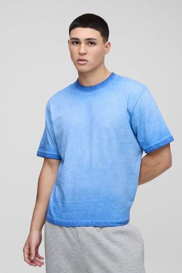 Boxy Washed Crew Neck T-Shirt blue