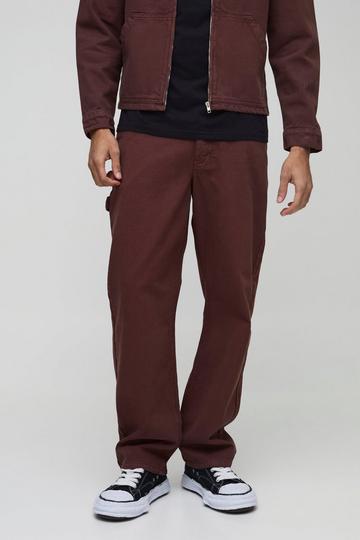 Relaxed Fit Twill Worker Trousers chocolate