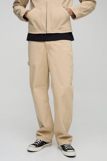 Ecru Wit Baggy Keperstof Utility Broek