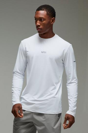 White Man Active Grid Texture Regular Fit Long Sleeve