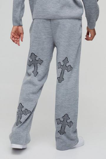 Gebreide Baggy Gekruiste Joggingbroek Met Onbewerkte Zoom grey